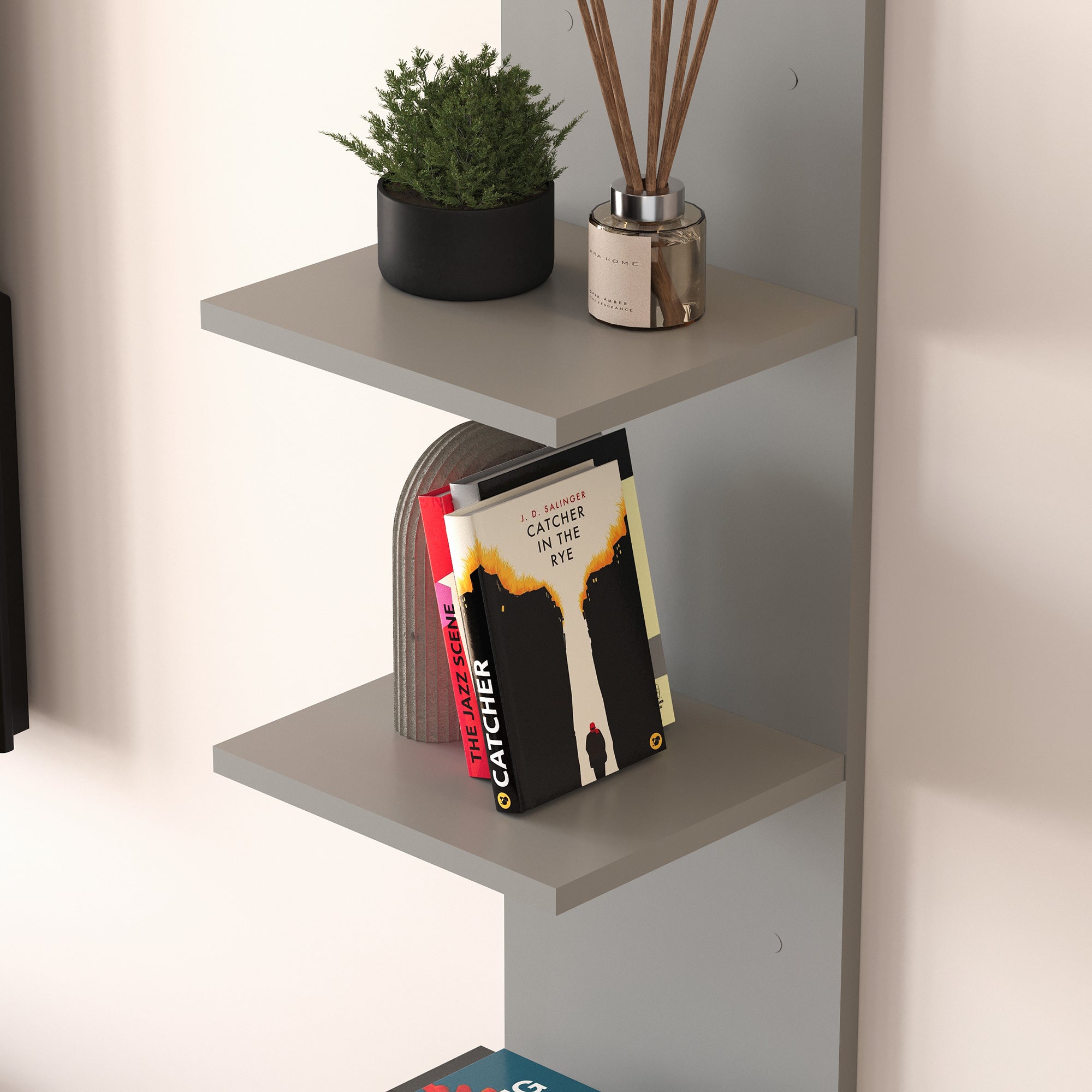 Mensola da Parete Surahammar Libreria Scaffale a Muro con 4 Ripiani - Grigio [en.casa]