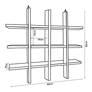 Scaffale da Parete Orimattila con 12 Scomparti 62 x 62 x 9 cm Legno di Pino Tinto [en.casa]