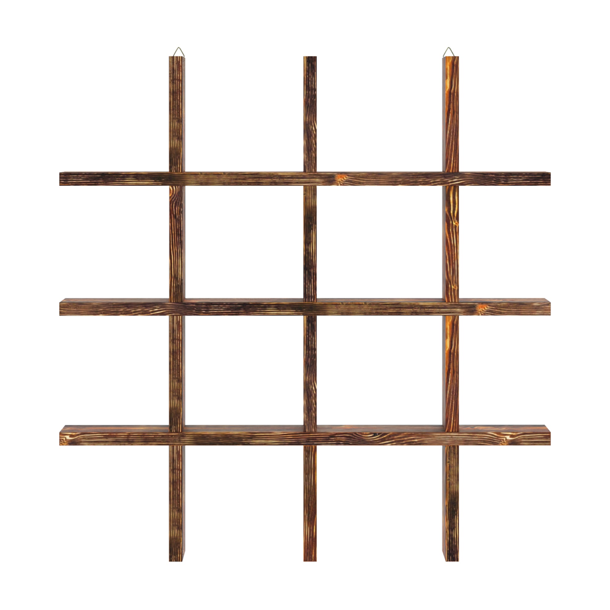 Scaffale da Parete Orimattila con 12 Scomparti 62 x 62 x 9 cm Legno di Pino Tinto [en.casa]