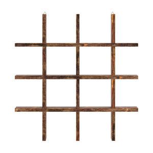 Scaffale da Parete Orimattila con 12 Scomparti 62 x 62 x 9 cm Legno di Pino Tinto [en.casa]