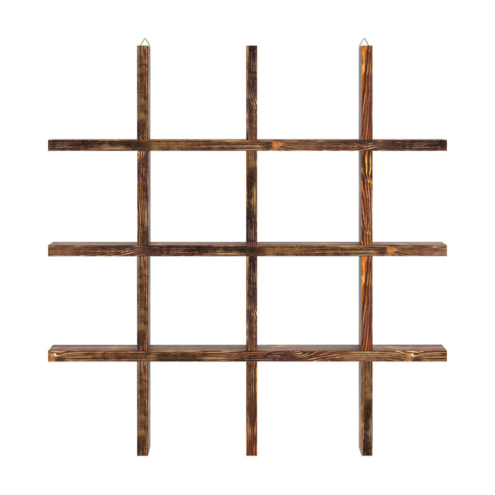 Scaffale da Parete Orimattila con 12 Scomparti 62 x 62 x 9 cm Legno di Pino Tinto [en.casa]