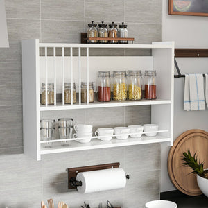 Scaffale Pensile 'Helsingør' Mensola da Parete per Cucina - Bianco [en.casa]