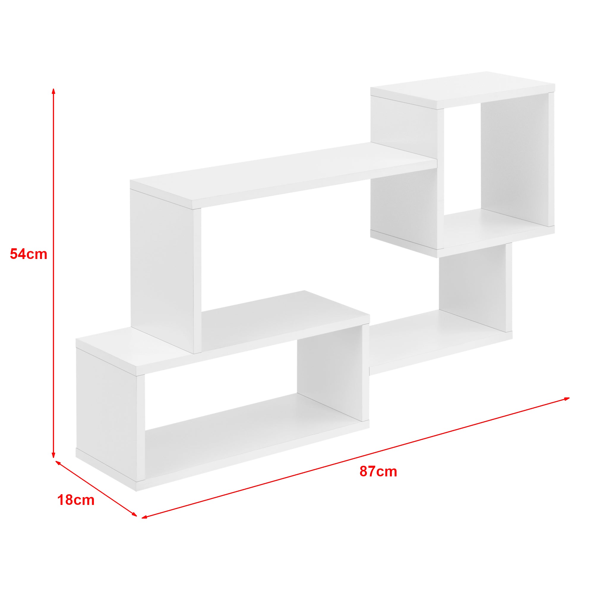 Mensola pensile di design con 3 ripiani portaoggetti 87 cm bianco 03_0005199