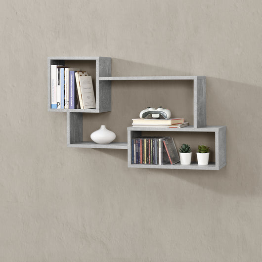 Mensola da Parete / da Muro con 3 Scomparti a Cubo/Rettangolo 87 x 18 x 54 cm Scaffale Pensile con Ripiani Portaoggetti