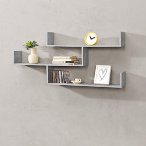 Mensola da Parete / da Muro con 3 Ripiani a Forma di U 119 x 18 x 55 cm Scaffale / Libreria / Consolle Pensile