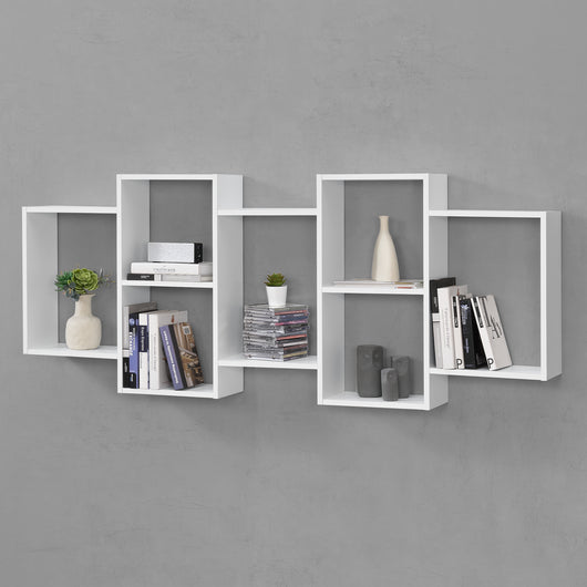 Mensola da Parete Jessheim a 7 Scomparti Portaoggetti - Bianco Opaco [en.casa]