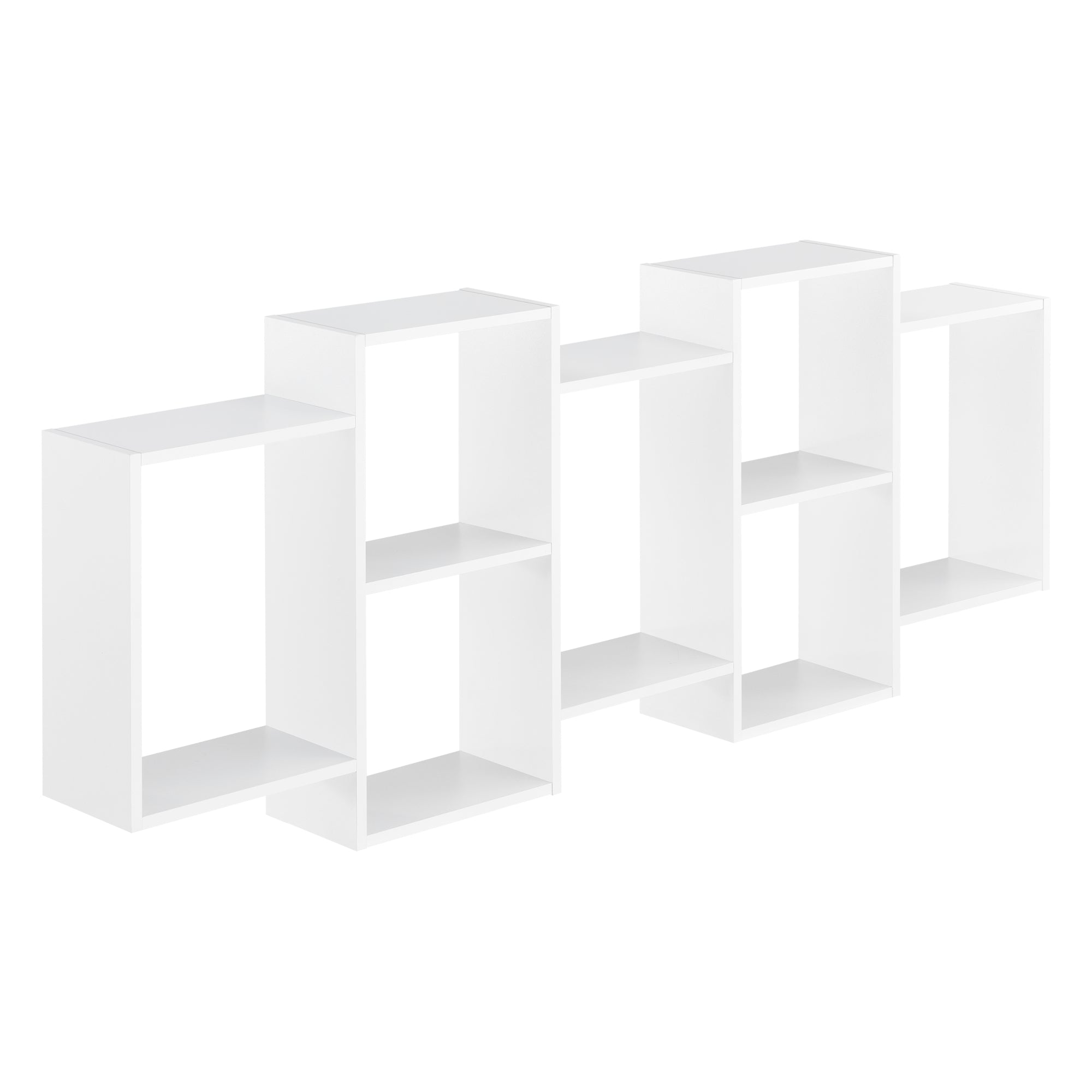 Elegante ripiano sospeso 7 vani portaoggetti portata 25 kg truciolare melaminico 161 x 18 x 65 cm laccato bianco opaco 03_0005847