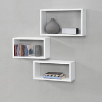 Set di 3 Mensole da Parete a Forma Rettangolare in Misure Diverse 3 Scaffali da Muro con 2 Ripiani Portaoggetti -