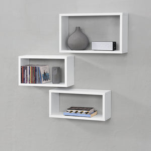 Set di 3 Mensole da Parete a Forma Rettangolare in Misure Diverse 3 Scaffali da Muro con 2 Ripiani Portaoggetti -