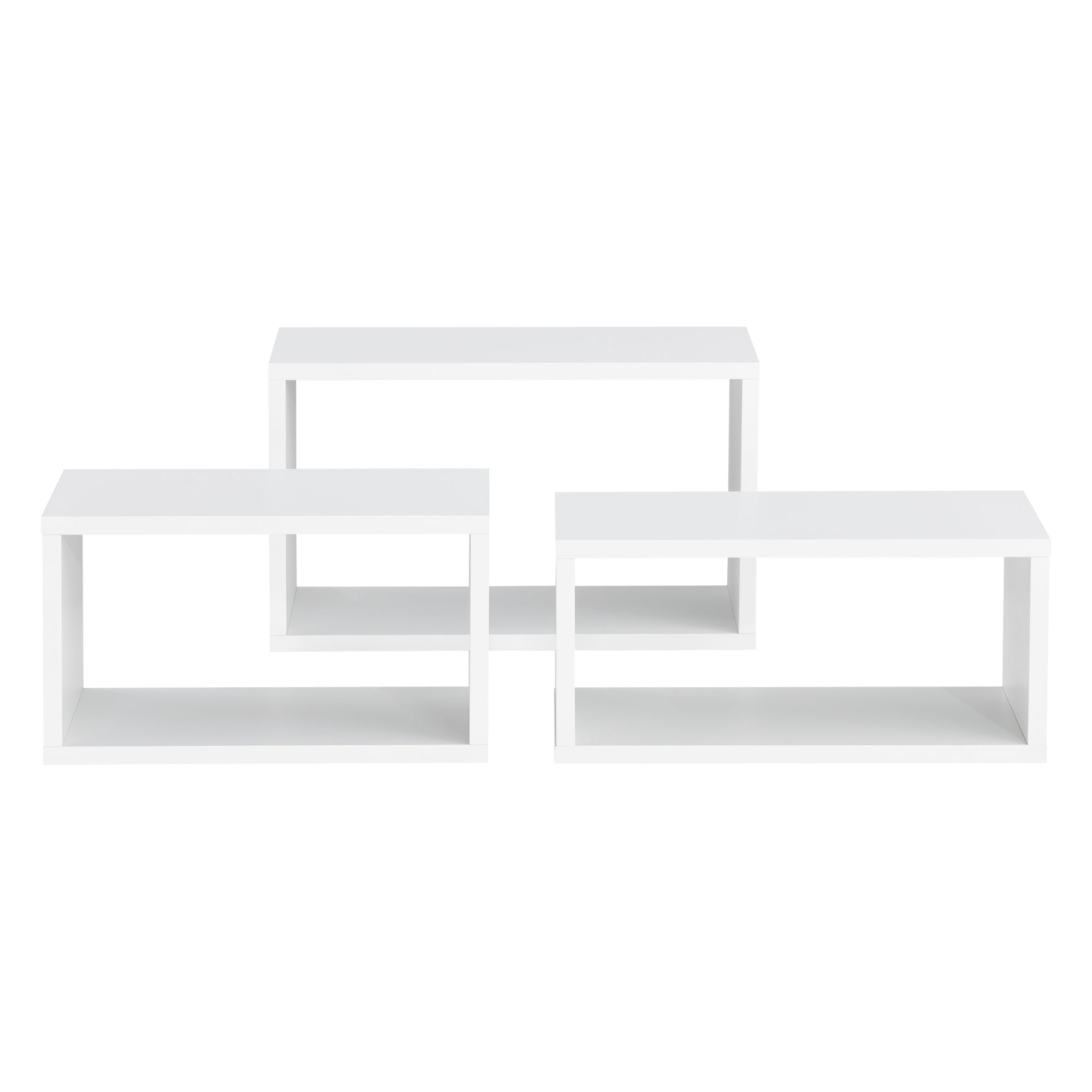 Set di 3 Mensole da Parete a Forma Rettangolare in Misure Diverse 3 Scaffali da Muro con 2 Ripiani Portaoggetti -