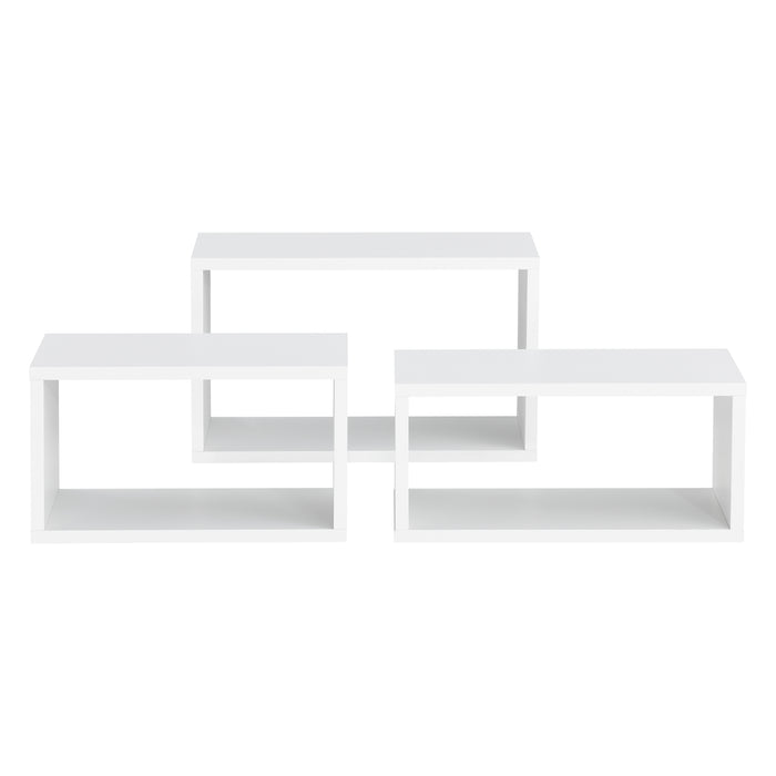 Set di 3 Mensole da Parete a Forma Rettangolare in Misure Diverse 3 Scaffali da Muro con 2 Ripiani Portaoggetti -