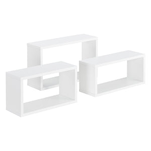 Set di 3 Mensole da Parete a Forma Rettangolare in Misure Diverse 3 Scaffali da Muro con 2 Ripiani Portaoggetti -