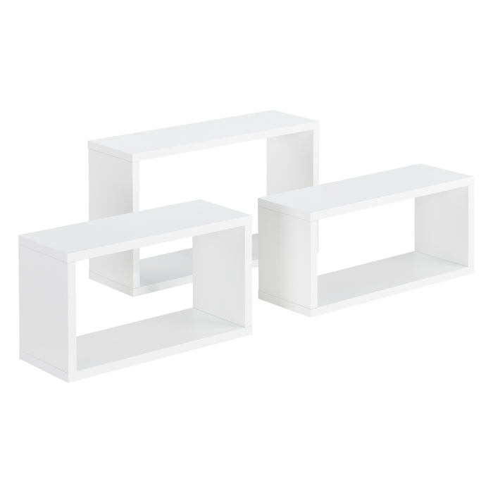 Set di 3 Mensole da Parete a Forma Rettangolare in Misure Diverse 3 Scaffali da Muro con 2 Ripiani Portaoggetti -