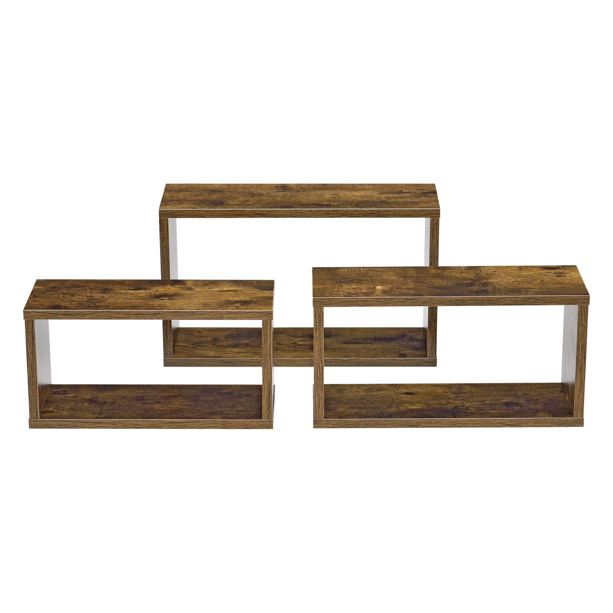 Set di 3 Mensole da Parete a Forma Rettangolare in Misure Diverse 3 Scaffali da Muro con 2 Ripiani Portaoggetti -