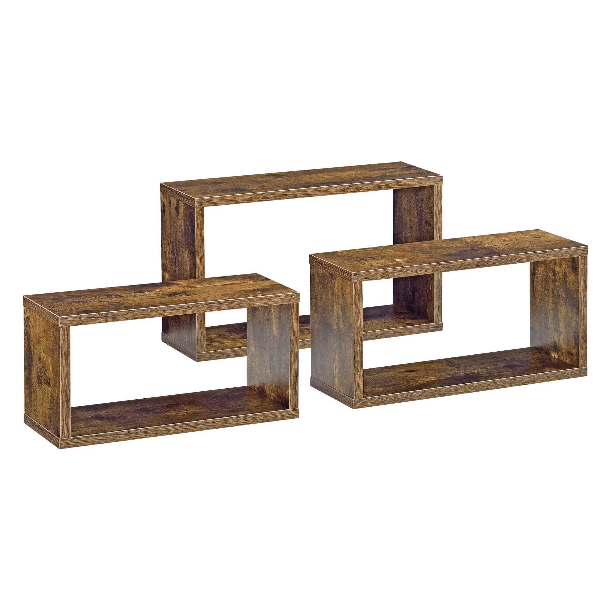 Set di 3 Mensole da Parete a Forma Rettangolare in Misure Diverse 3 Scaffali da Muro con 2 Ripiani Portaoggetti -