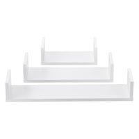 Set da 3 Mensole da Parete in Misure Diverse 3 Consolli Pensili a Forma di U Portaoggetti Libreria - Bianco
