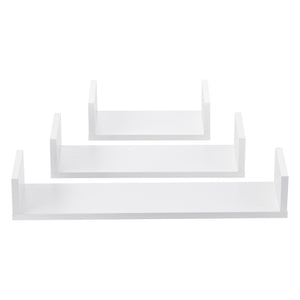 Set da 3 Mensole da Parete in Misure Diverse 3 Consolli Pensili a Forma di U Portaoggetti Libreria - Bianco