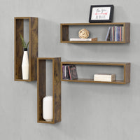 Set di 4 Mensole da Parete a Forma Rettangolare 59 x 14,5 x 17 cm 4 Scaffali da Muro con 2 Ripiani Portaoggetti -