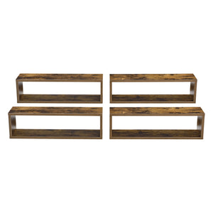 Set di 4 Mensole da Parete a Forma Rettangolare 59 x 14,5 x 17 cm 4 Scaffali da Muro con 2 Ripiani Portaoggetti -