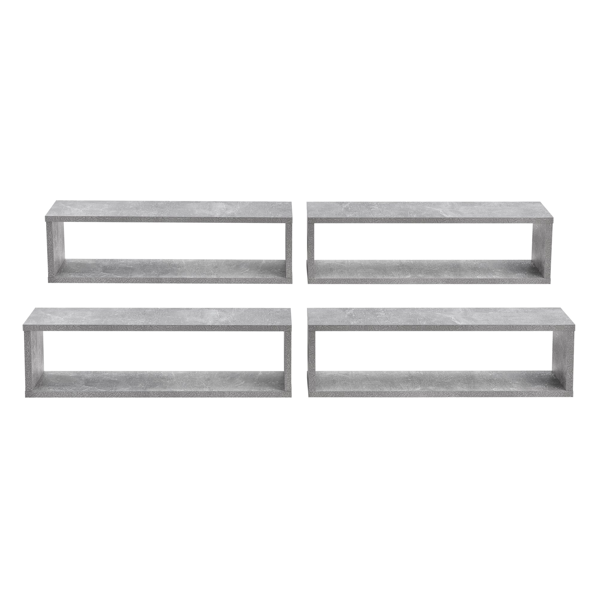 Set di 4 Mensole da Parete a Forma Rettangolare 59 x 14,5 x 17 cm 4 Scaffali da Muro con 2 Ripiani Portaoggetti -