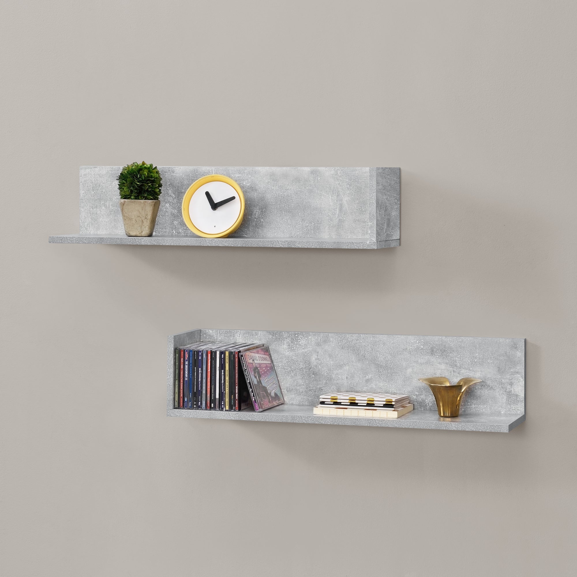 Set da 2 Mensole da Parete a Forma di L 75 x 16,5 x 16,5 cm 2 Consolle Pensili da Muro Libreria Portaoggetti - Effetto