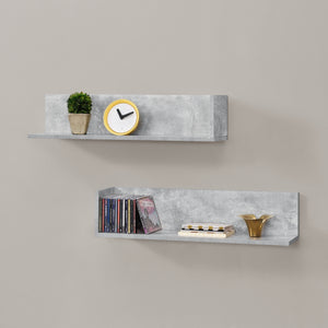 Set da 2 Mensole da Parete a Forma di L 75 x 16,5 x 16,5 cm 2 Consolle Pensili da Muro Libreria Portaoggetti - Effetto