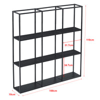 Scaffale da Parete Jelsa in Ferro Libreria Sospesa con 9 Scomparti 100x18x110 cm Nero [en.casa]
