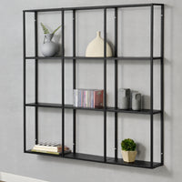 Scaffale da Parete Jelsa in Ferro Libreria Sospesa con 9 Scomparti 100x18x110 cm Nero [en.casa]