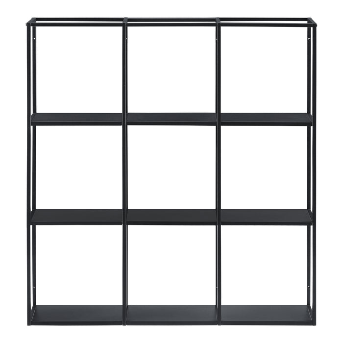 Scaffale da Parete Jelsa in Ferro Libreria Sospesa con 9 Scomparti 100x18x110 cm Nero [en.casa]