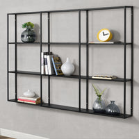 Scaffale da Parete Jelsa in Ferro Libreria Sospesa con 9 Scomparti 130x18x110 cm Nero [en.casa]