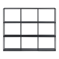 Scaffale da Parete Jelsa in Ferro Libreria Sospesa con 9 Scomparti 130x18x110 cm Nero [en.casa]