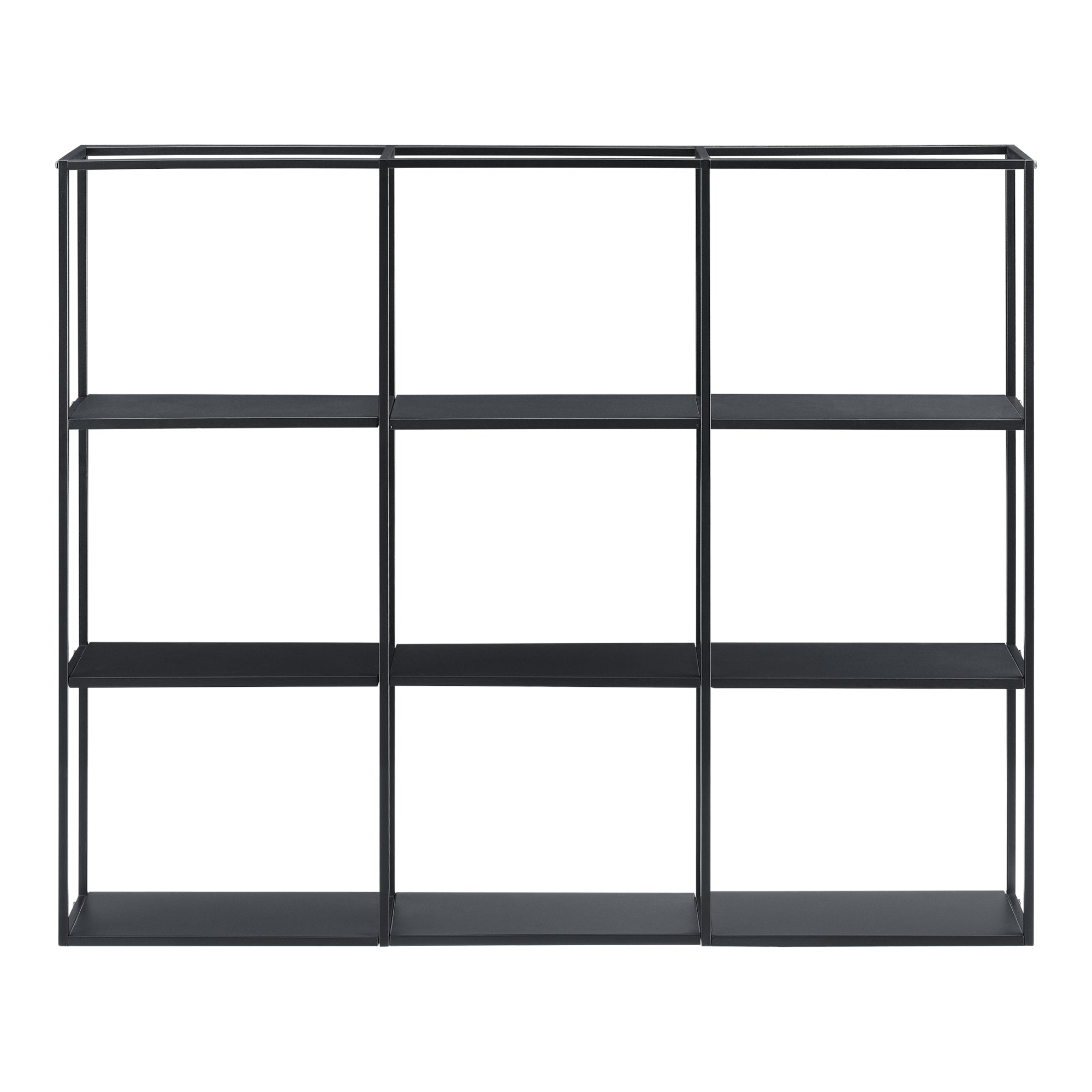 Scaffale da Parete Jelsa in Ferro Libreria Sospesa con 9 Scomparti 130x18x110 cm Nero [en.casa]