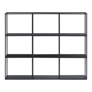 Scaffale da Parete Jelsa in Ferro Libreria Sospesa con 9 Scomparti 130x18x110 cm Nero [en.casa]