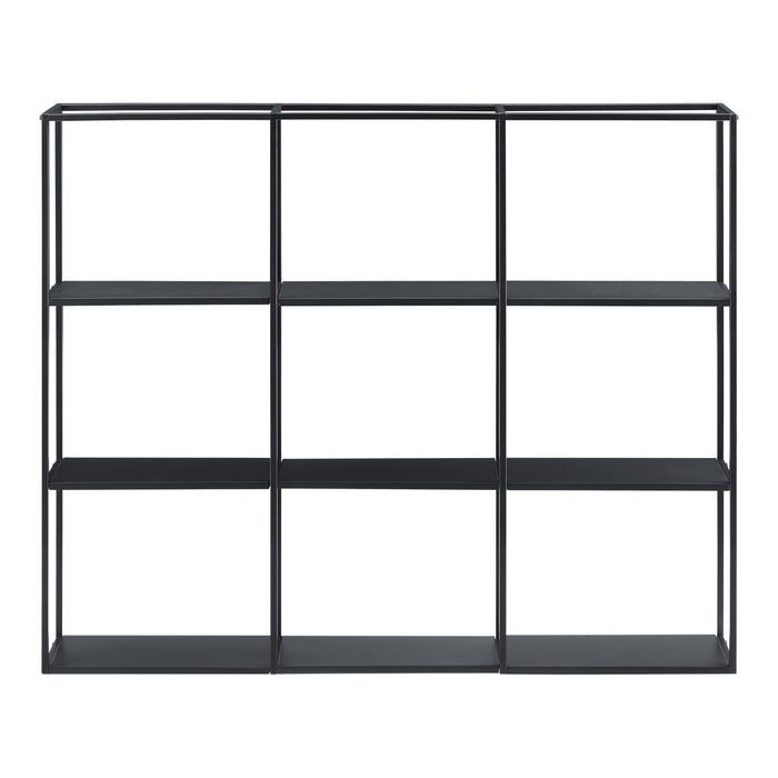 Scaffale da Parete Jelsa in Ferro Libreria Sospesa con 9 Scomparti 130x18x110 cm Nero [en.casa]