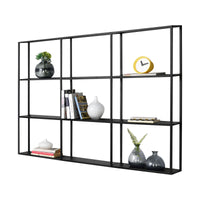 Scaffale da Parete Jelsa in Ferro Libreria Sospesa con 9 Scomparti 130x18x110 cm Nero [en.casa]