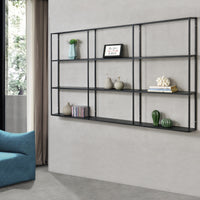 Scaffale da Parete Jelsa in Ferro Libreria Sospesa con 9 Scomparti 160x18x110 cm Nero [en.casa]