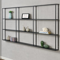 Scaffale da Parete Jelsa in Ferro Libreria Sospesa con 9 Scomparti 160x18x110 cm Nero [en.casa]