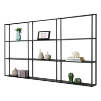Scaffale da Parete Jelsa in Ferro Libreria Sospesa con 9 Scomparti 160x18x110 cm Nero [en.casa]