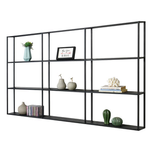 Scaffale da Parete Jelsa in Ferro Libreria Sospesa con 9 Scomparti 160x18x110 cm Nero [en.casa]
