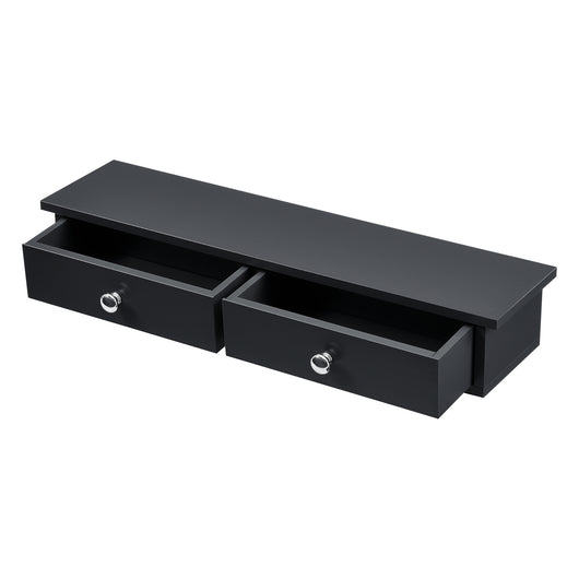 Mensola da Parete Geeste Comodino Sospeso con 2 Cassetti 60 x 15 x 10 cm - Nero [en.casa]