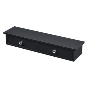 Mensola da Parete Geeste Comodino Sospeso con 2 Cassetti 60 x 15 x 10 cm - Nero [en.casa]