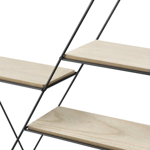 Mensola da Parete Esagonale in Metallo con 4 Ripiani Portaoggetti in Legno [en.casa]