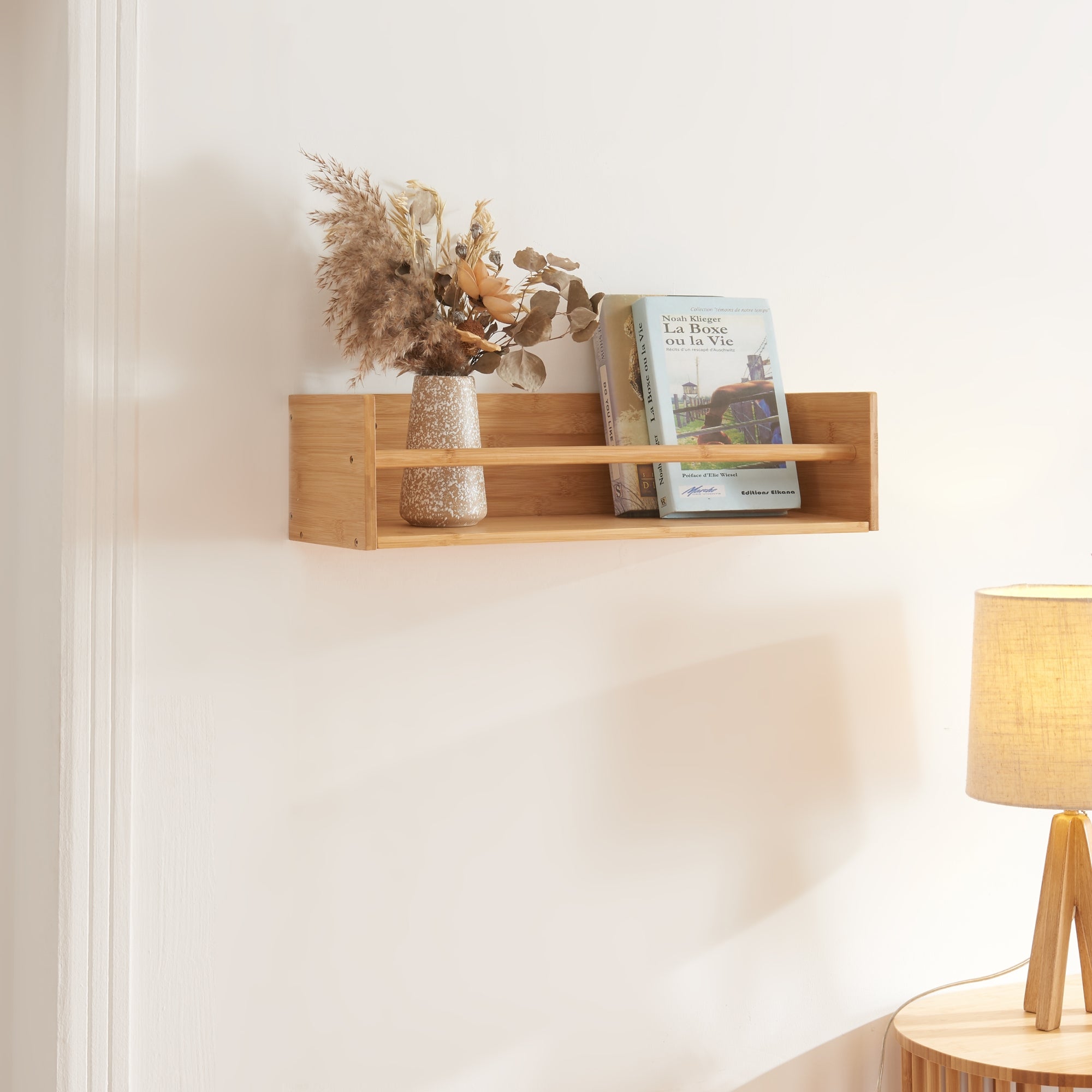 Mensola da Muro Flå Capovolta Appendiabiti da Parete - Bambù Naturale [en.casa]