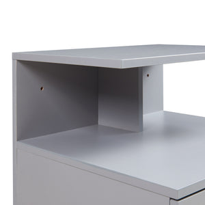 Comodino da Parete Amberg con Cassetto e Ripiani 40x35x31 cm - Grigio Chiaro [en.casa]