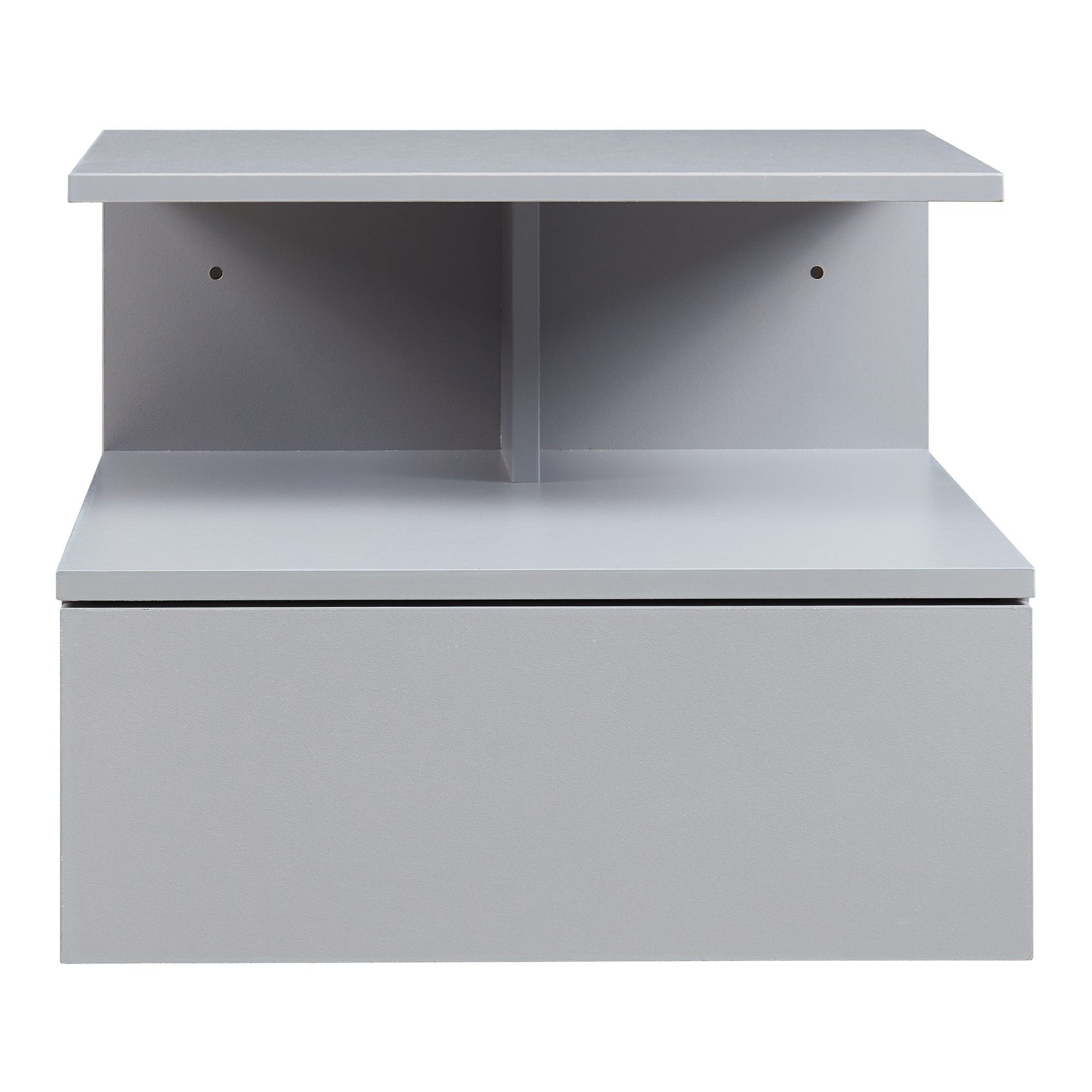 Comodino da Parete Amberg con Cassetto e Ripiani 40x35x31 cm - Grigio Chiaro [en.casa]