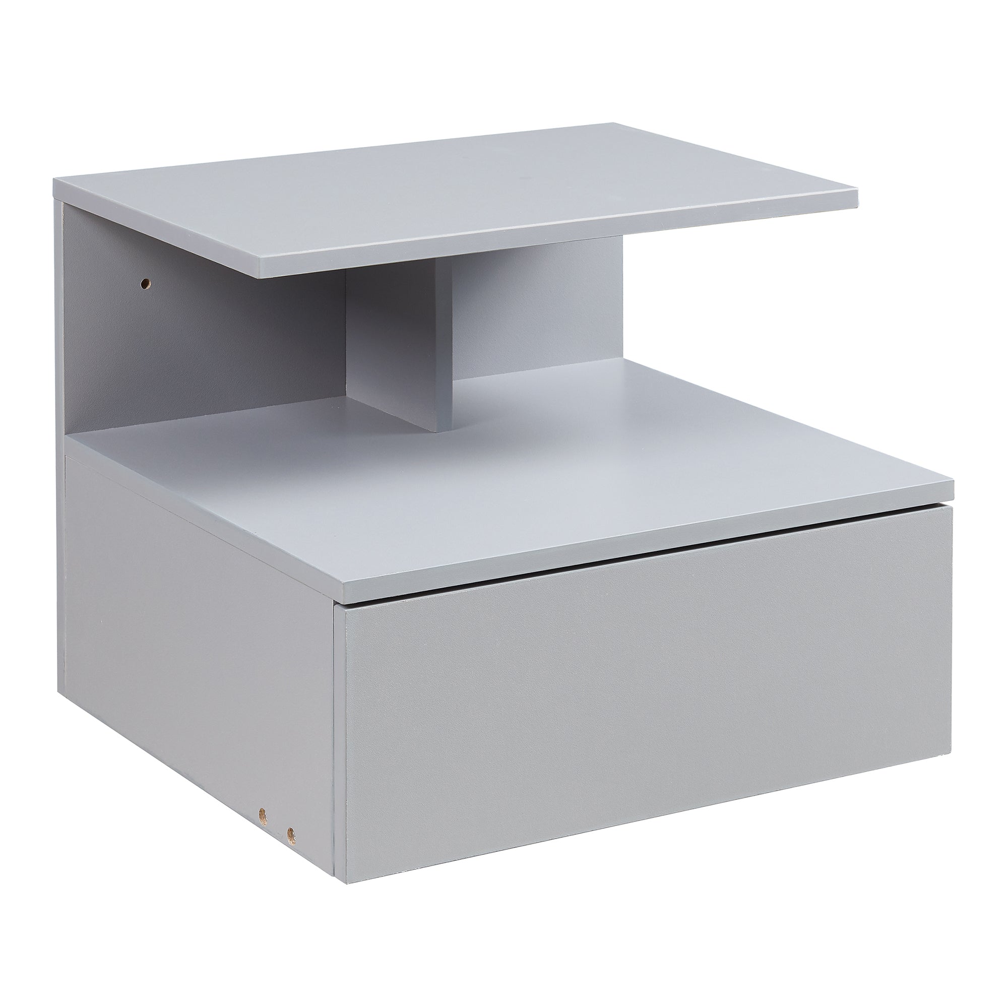 Comodino da Parete Amberg con Cassetto e Ripiani 40x35x31 cm - Grigio Chiaro [en.casa]