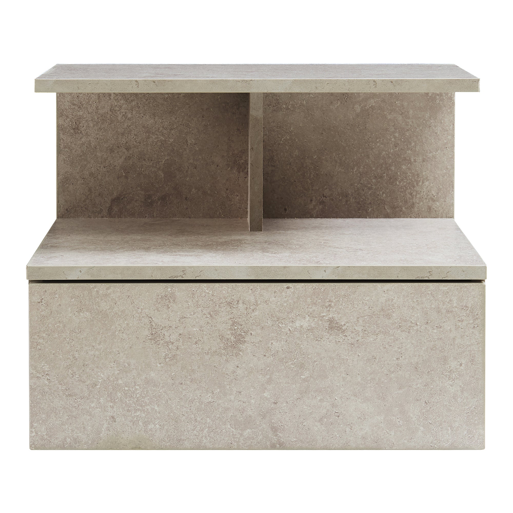 Comodino da Parete Amberg con Cassetto e Ripiani 40x35x31 cm - Effetto Cemento Chiaro [en.casa]