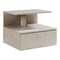 Comodino da Parete Amberg con Cassetto e Ripiani 40x35x31 cm - Effetto Cemento Chiaro [en.casa]