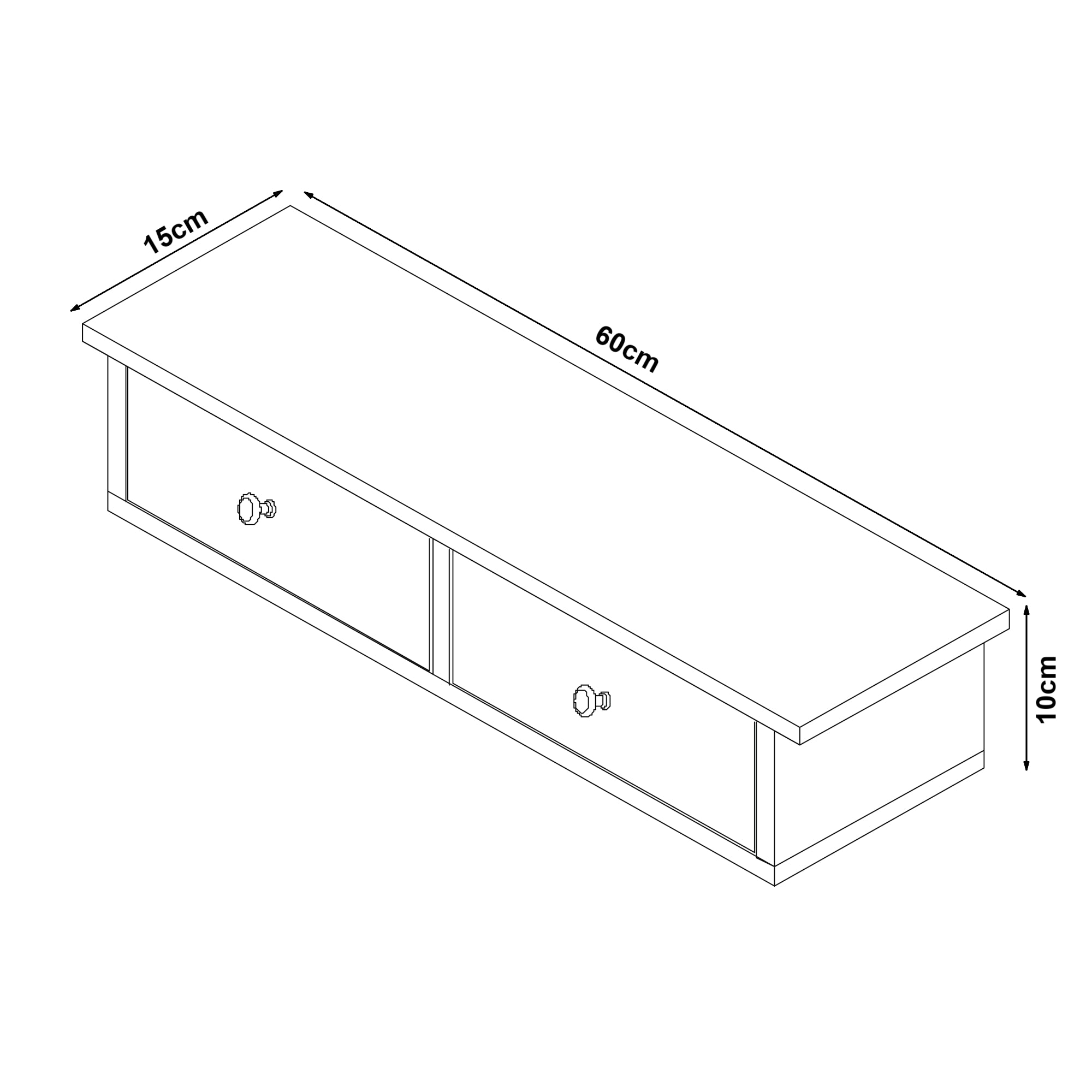 Mensola da Parete Geeste Comodino Sospeso con 2 Cassetti 60 x 15 x 10 cm - Grigio Chiaro [en.casa]