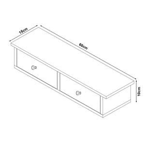Mensola da Parete Geeste Comodino Sospeso con 2 Cassetti 60 x 15 x 10 cm - Grigio Chiaro [en.casa]